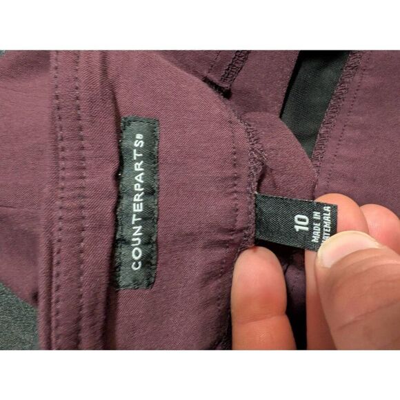 Counterparts Burgandy Pull-on Style Flat Front Straight Legs Women's 10 - Picture 2 of 6